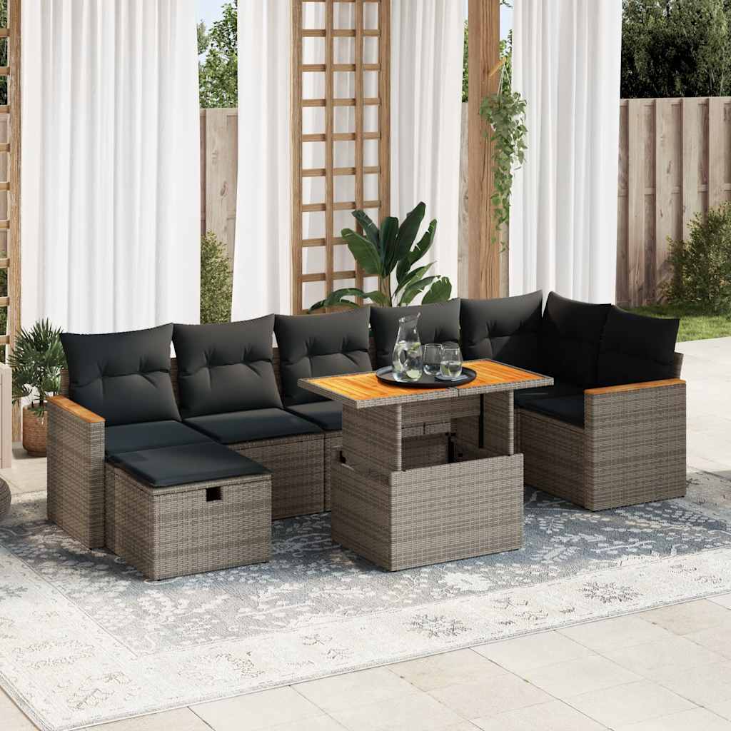 vidaXL Set Divano da Giardino 5 pz con Cuscini Grigio in Polyrattan