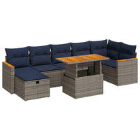 vidaXL Set Divani Giardino 8 pz con Cuscini Grigio Polyrattan Acacia