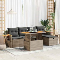 vidaXL Set Divano da Giardino 6 pz con Cuscini Grigio in Polyrattan