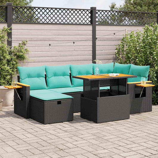 Set Divani Giardino 7 pz con Cuscini Marrone Polyrattan Acacia 3328135