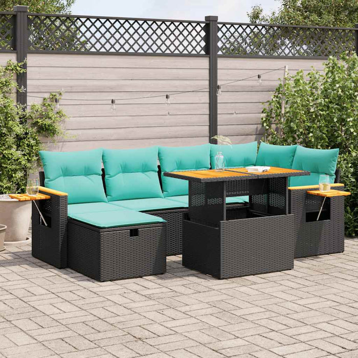 Set Divani Giardino 7 pz con Cuscini Marrone Polyrattan Acacia 3328135