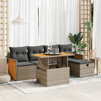 vidaXL Set Divano da Giardino 6 pz con Cuscini Grigio in Polyrattan