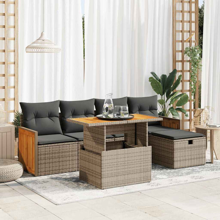 vidaXL Set Divano da Giardino 6 pz con Cuscini Grigio in Polyrattan