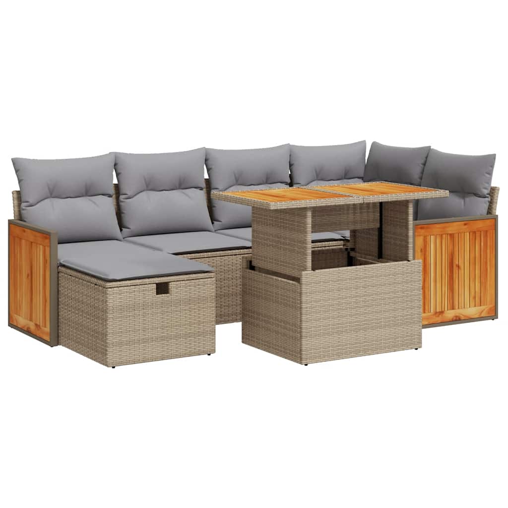 vidaXL Set Divano da Giardino 8 pz con Cuscini Beige in Polyrattan