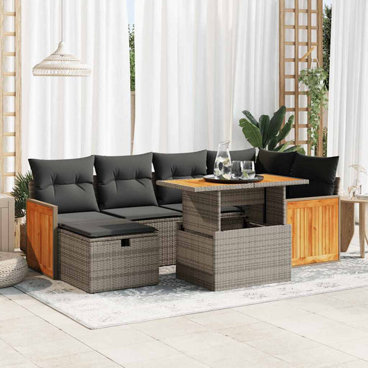 vidaXL Set Divano da Giardino 8 pz con Cuscini Grigio in Polyrattan