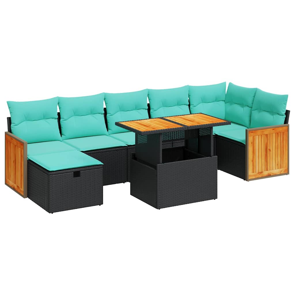 Set Divano da Giardino 8pz con Cuscini Grigio Polyrattan Acacia 3328163