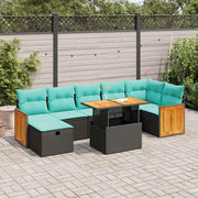 Set Divano da Giardino 8pz con Cuscini Grigio Polyrattan Acacia 3328163