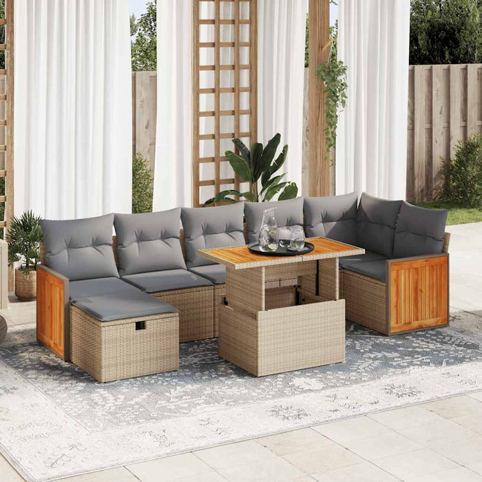 vidaXL Set Divano da Giardino 5 pz con Cuscini Beige in Polyrattan