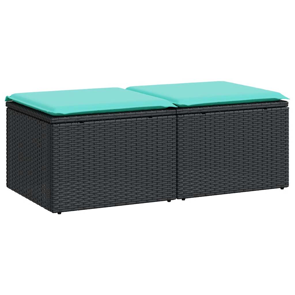 vidaXL Set Divani da Giardino con Cuscini 2 pz Nero Polyrattan Acacia