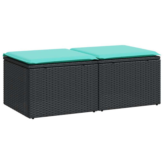 vidaXL Set Divani da Giardino con Cuscini 2 pz Nero Polyrattan Acacia