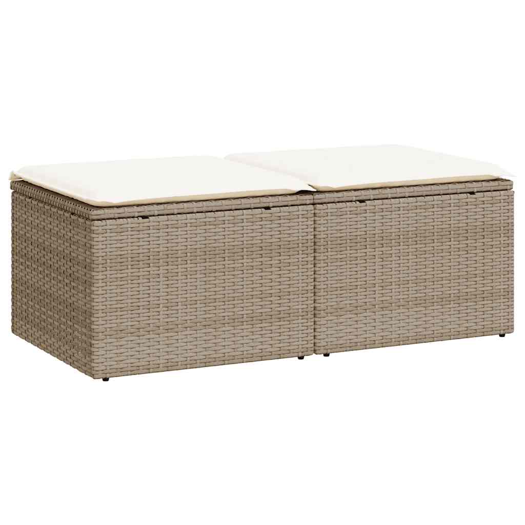 Set Divano da Giardino 2 pz con Cuscini-Sofa da Giardino-Divanetto da esterno Beige Polyrattan Acacia 778527