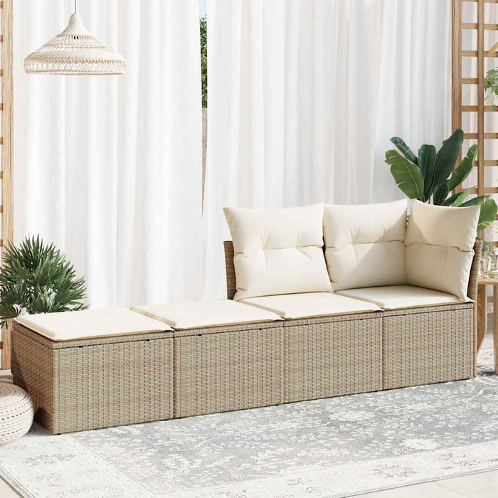 Set Divano da Giardino 2 pz con Cuscini-Sofa da Giardino-Divanetto da esterno Beige Polyrattan Acacia 778527
