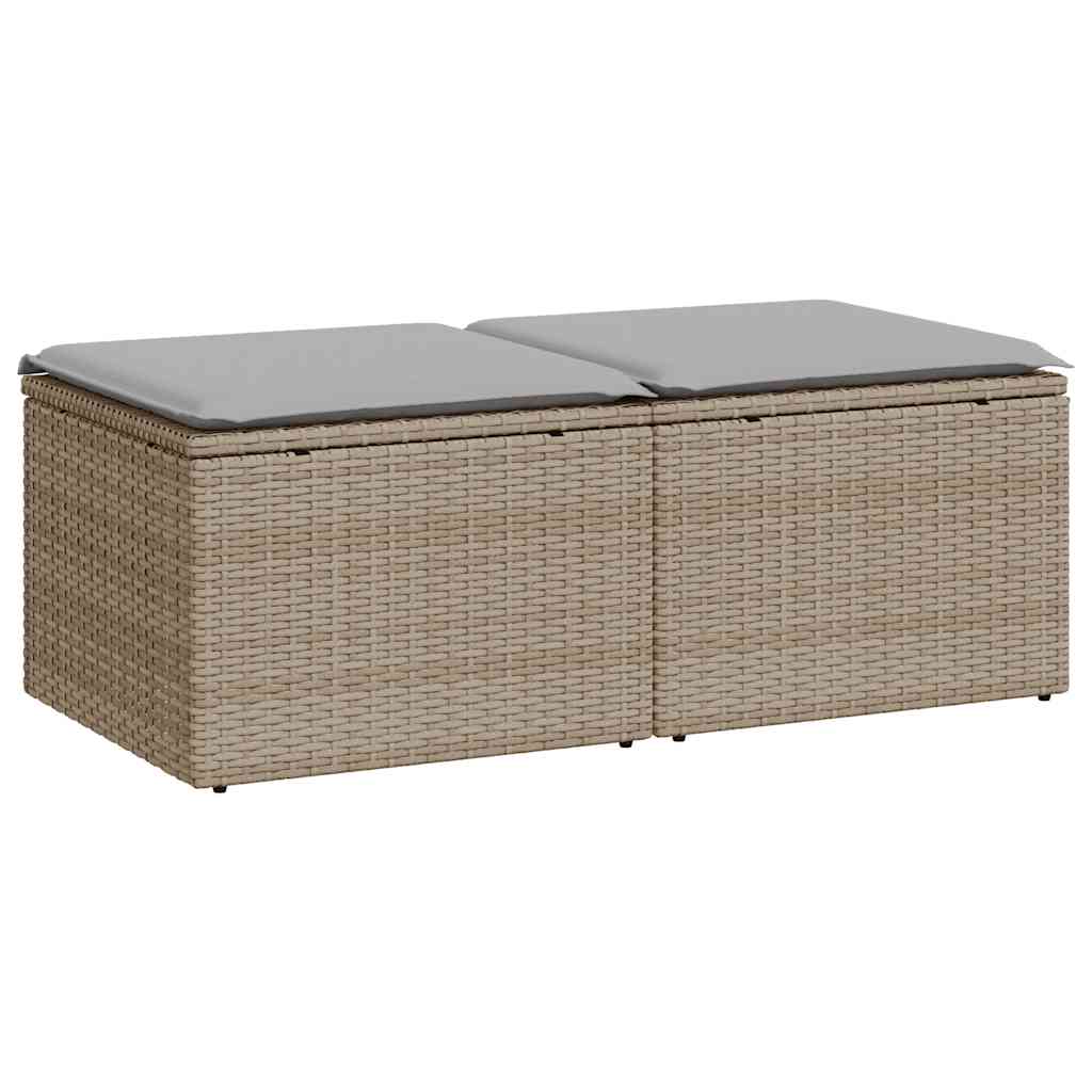 vidaXL Set Divano da Giardino 2 pz con Cuscini Beige Polyrattan Acacia