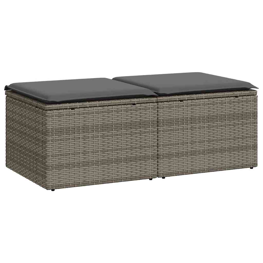 Set Divano Giardino 2 pz con Cuscini-Sofa da Giardino-Divanetto da esterno Grigio Polyrattan Acacia 991610