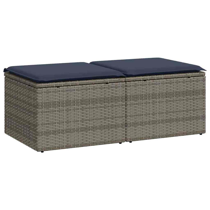 Set Divano Giardino 2 pz con Cuscini-Sofa da Giardino-Divanetto da esterno Grigio Polyrattan Acacia 838676