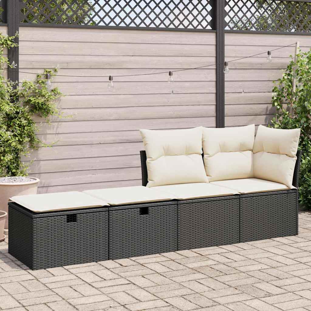vidaXL Set Divani da Giardino con Cuscini 2 pz Nero Polyrattan Acacia