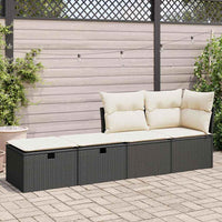 vidaXL Set Divani da Giardino con Cuscini 2 pz Nero Polyrattan Acacia