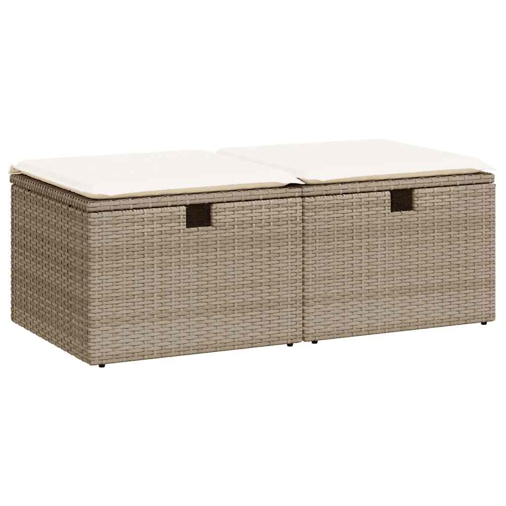 Set Divano da Giardino 2 pz con Cuscini-Sofa da Giardino-Divanetto da esterno Beige Polyrattan Acacia 976330