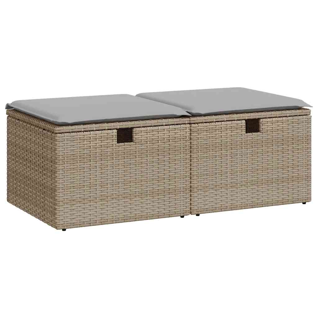 Set Divano da Giardino 2 pz con Cuscini-Sofa da Giardino-Divanetto da esterno Beige Polyrattan Acacia 445323