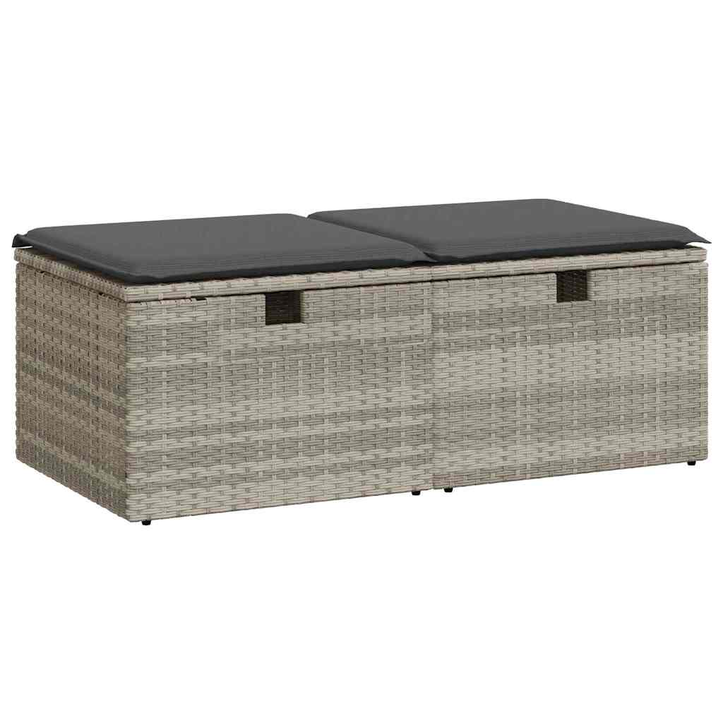 Divano Giardino 2pz con Cuscini Grigio Chiaro Polyrattan Acacia 3328675
