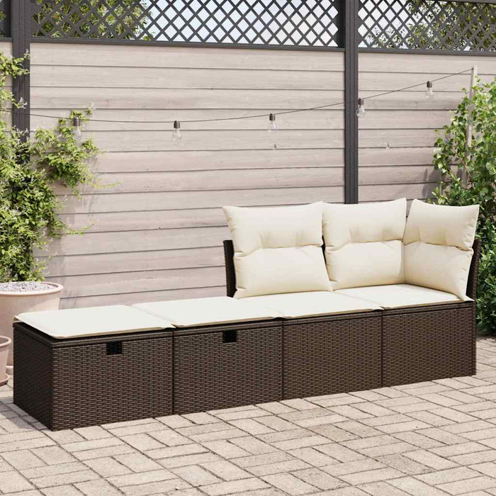 vidaXL Set Divano Giardino 4 pz con Cuscini Marrone Polyrattan Acacia