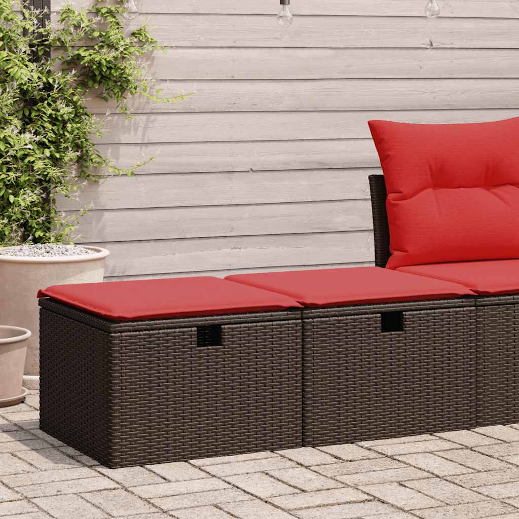 Set Divano Giardino 4 pz con Cuscini-Sofa da Giardino-Divanetto da esterno Marrone Polyrattan Acacia 979474