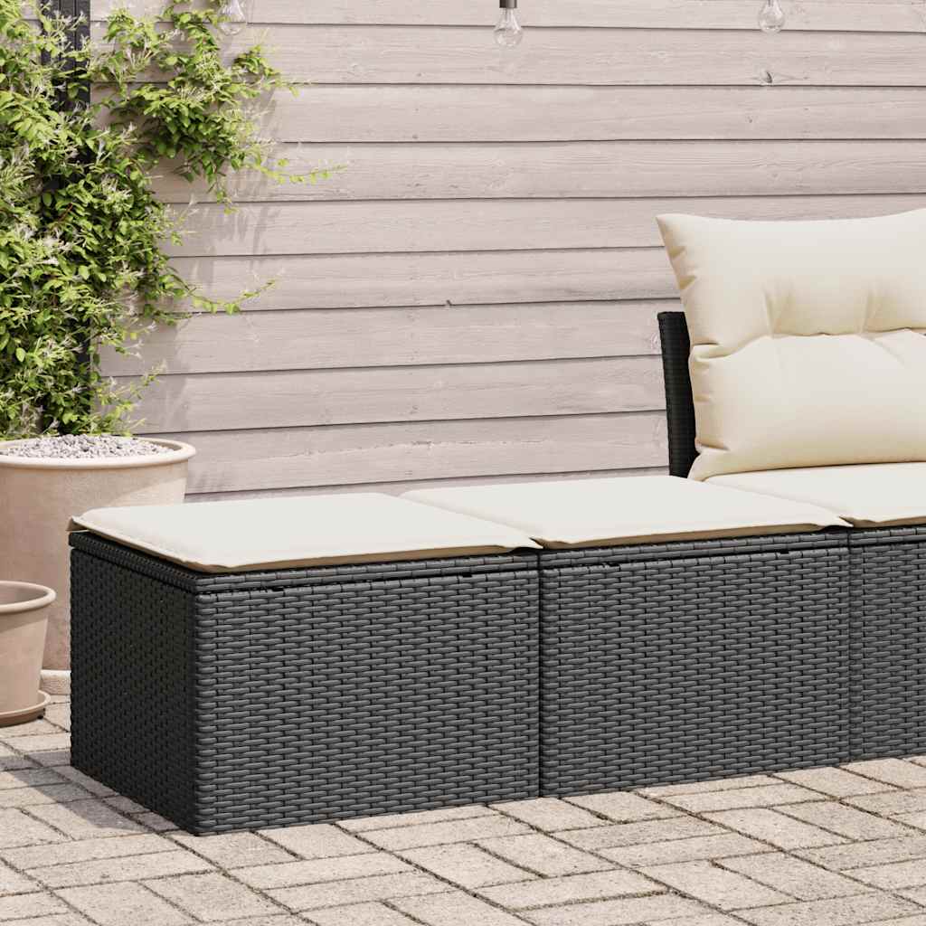 Set Divani da Giardino con Cuscini 2 pz Nero Polyrattan Acacia 3328679