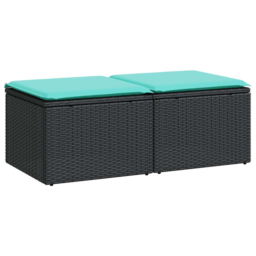 vidaXL Set Divani da Giardino con Cuscini 2 pz Nero Polyrattan Acacia