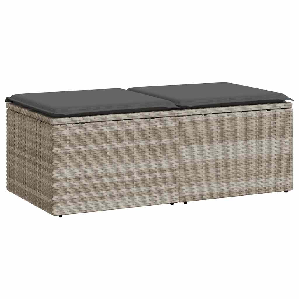 Divano Giardino 2pz con Cuscini-Sofa da Giardino-Divanetto da esterno Grigio Chiaro Polyrattan Acacia 915937