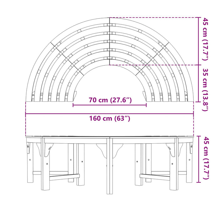 Panchina per Alberi Marrone 160 x 160 x 45cm 4108060