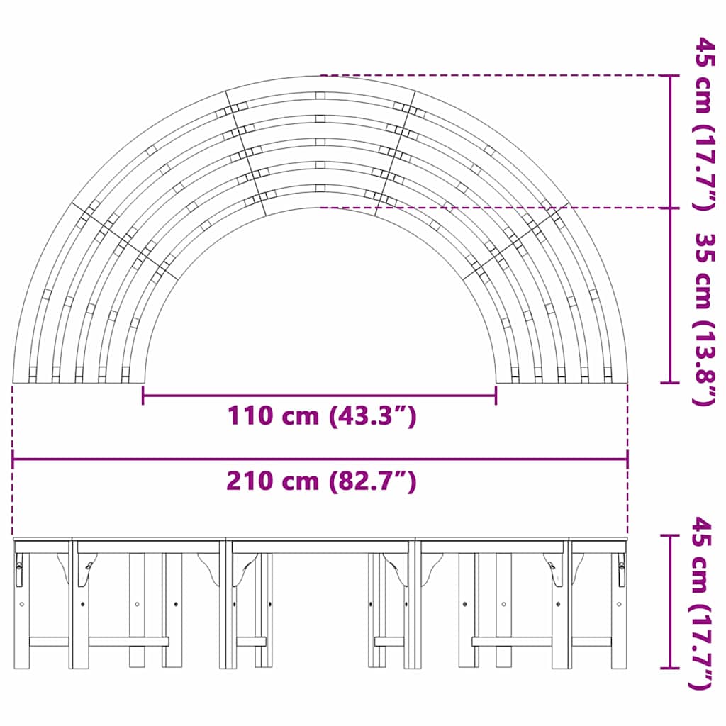 Panchina per Alberi Marrone 160 x 160 x 45cm 4108061