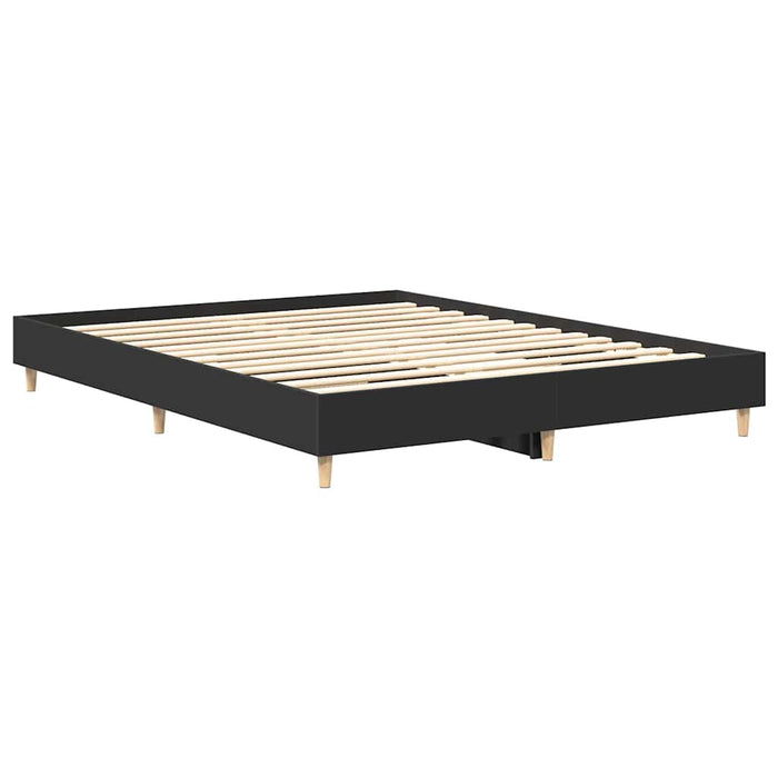 Giroletto senza Materasso-Struttura Letto Nero 150x200 cm in Legno Multistrato