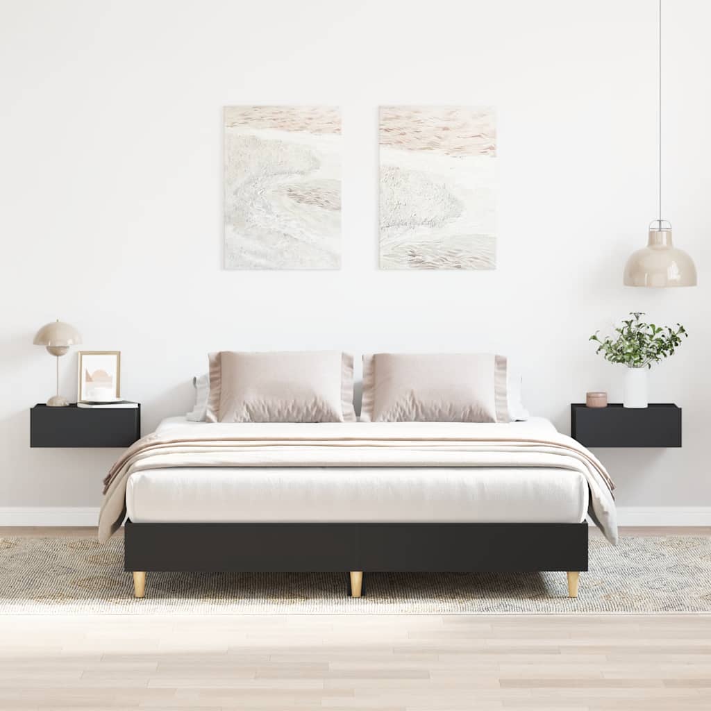 Giroletto senza Materasso-Struttura Letto Nero 150x200 cm in Legno Multistrato