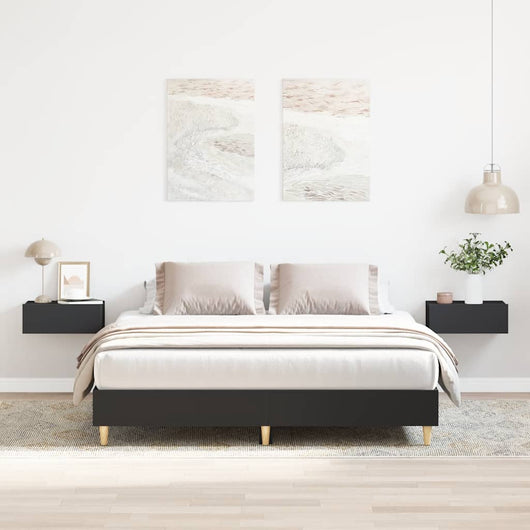 Giroletto senza Materasso-Struttura Letto Nero 150x200 cm in Legno Multistrato