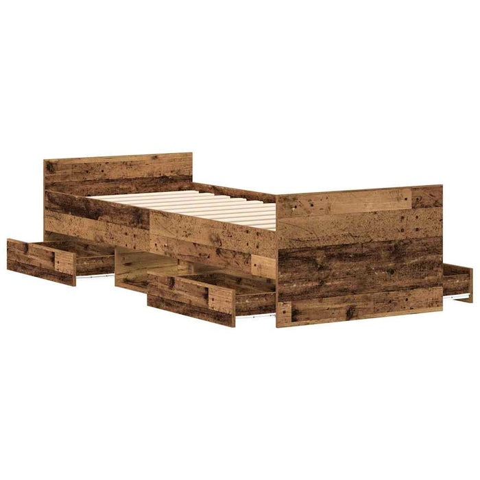 vidaXL Giroletto senza Materasso Legno Antico 90x200cm in Truciolato