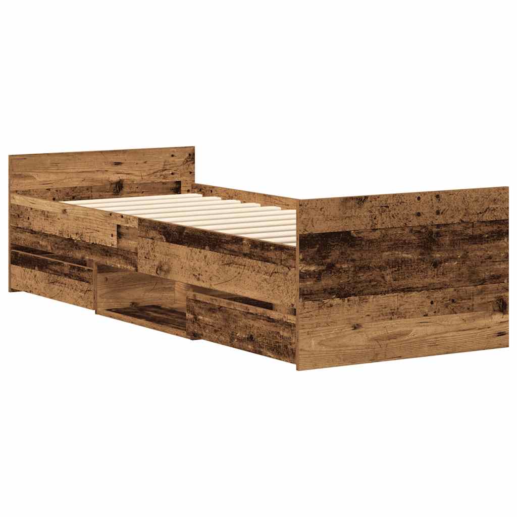 vidaXL Giroletto senza Materasso Legno Antico 90x190cm in Truciolato