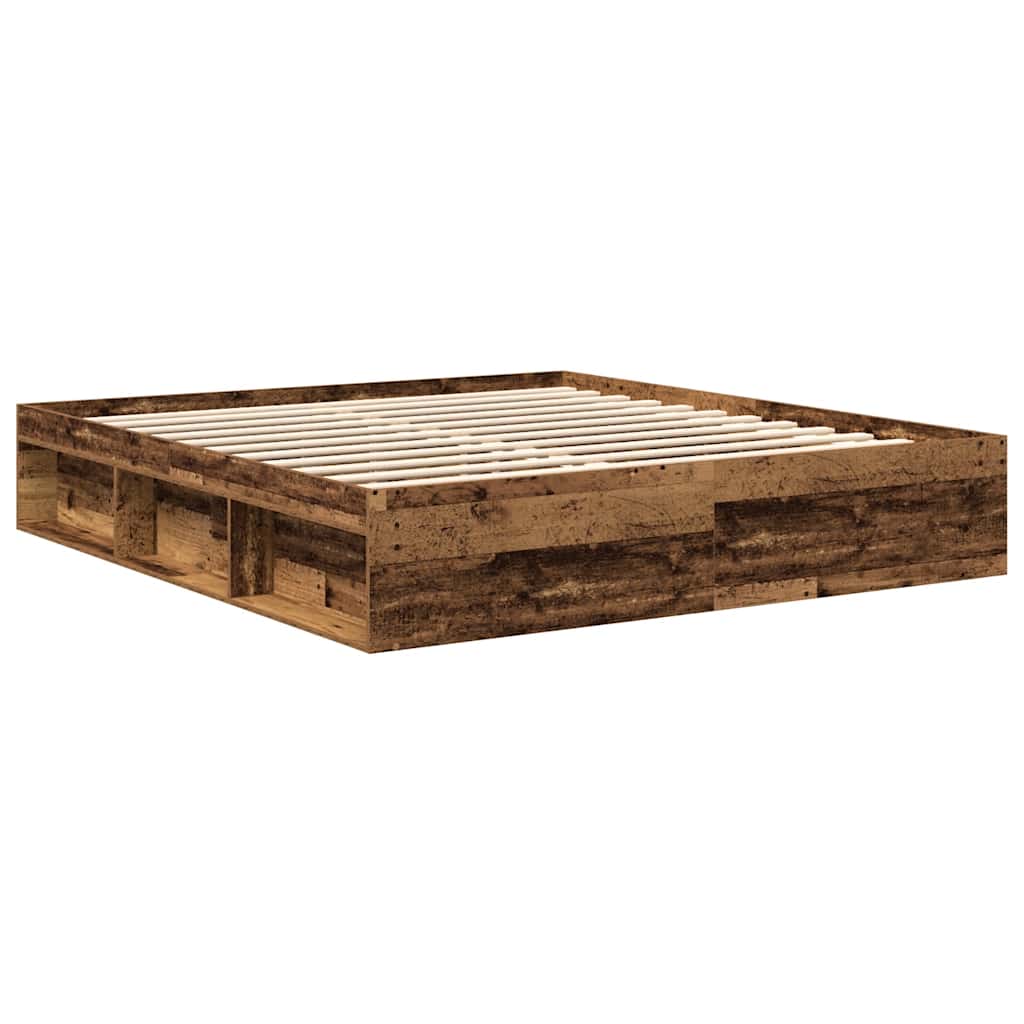 vidaXL Giroletto senza Materasso Legno Antico 200x200 cm in Truciolato