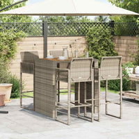 vidaXL Set Bar da Giardino 5pz senza Cuscini Nero in Polyrattan Acacia