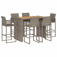 Set Bar da Giardino 7pz senza Cuscini Grigio Polyrattan Acacia 3328894