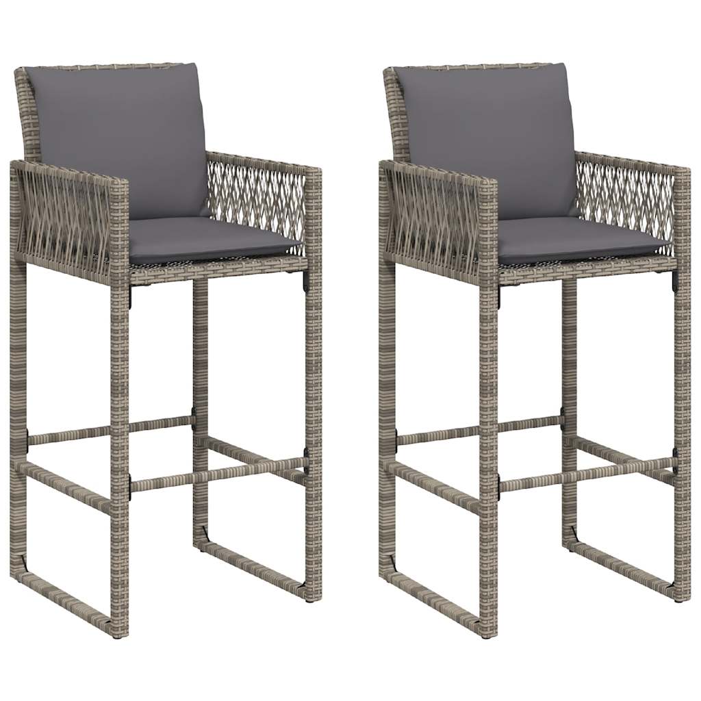 Set Bar da Giardino 3 pz con Cuscini Grigio Polyrattan Acacia 3328897