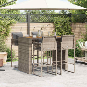 Set Bar da Giardino 5 pz con Cuscini Nero in Polyrattan Acacia 3328900