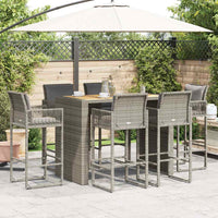 vidaXL Set Bar da Giardino 7 pz con Cuscini Grigio Polyrattan Acacia