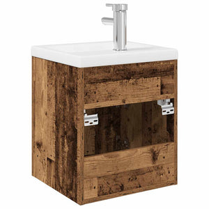 Mobile da Bagno con Lavabo Integrato e Rubinetto Legno Antico 3328905