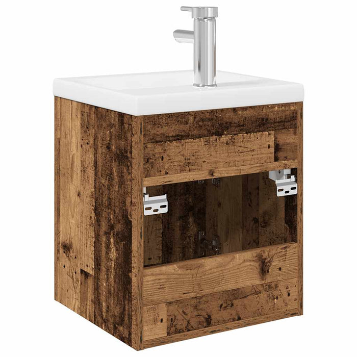 Mobile da Bagno con Lavabo Integrato e Rubinetto-Armadietto da bagno con Lavandino Legno Antico 748985