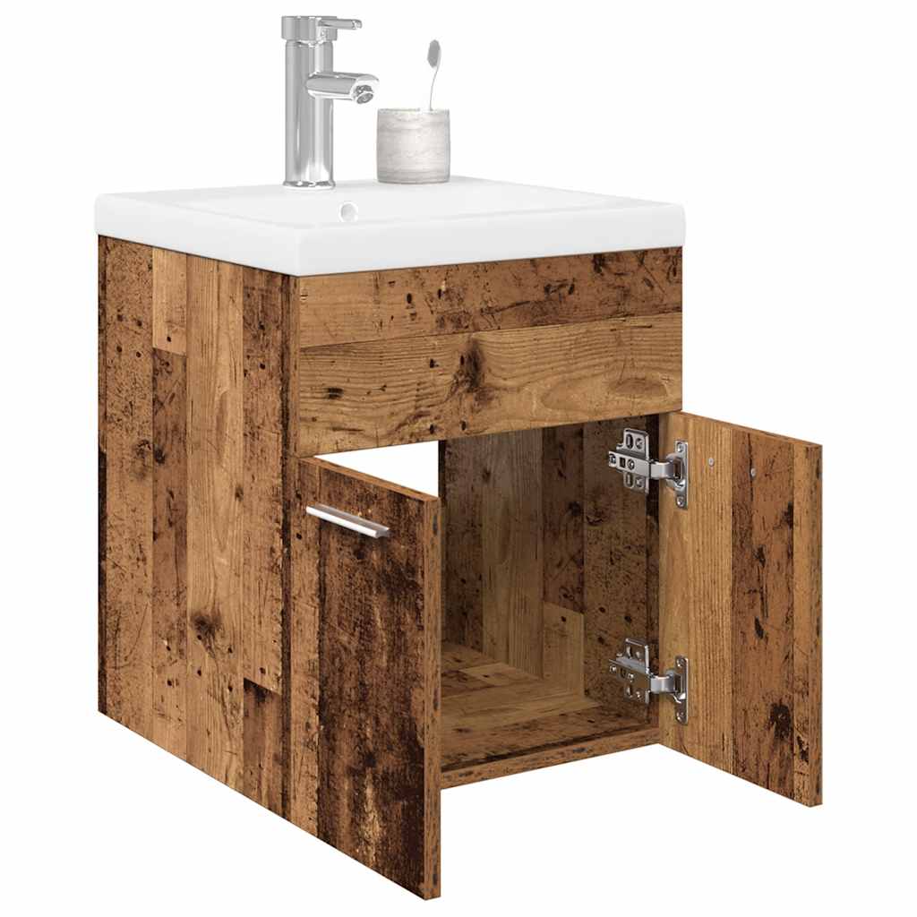 Mobile da Bagno con Lavabo Integrato e Rubinetto Legno Antico 3328905