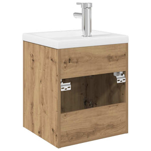 Mobile Bagno con Lavabo Integrato&Rubinetto Rovere Artigianale 3328906