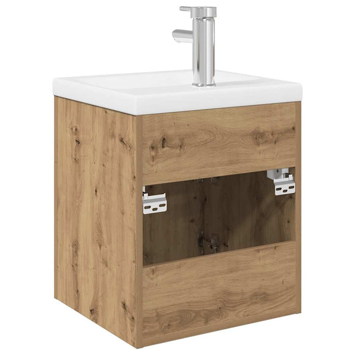 Mobile Bagno con Lavabo Integrato&Rubinetto Rovere Artigianale 3328906