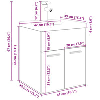 Mobile Bagno con Lavabo Integrato&Rubinetto Rovere Artigianale 3328906