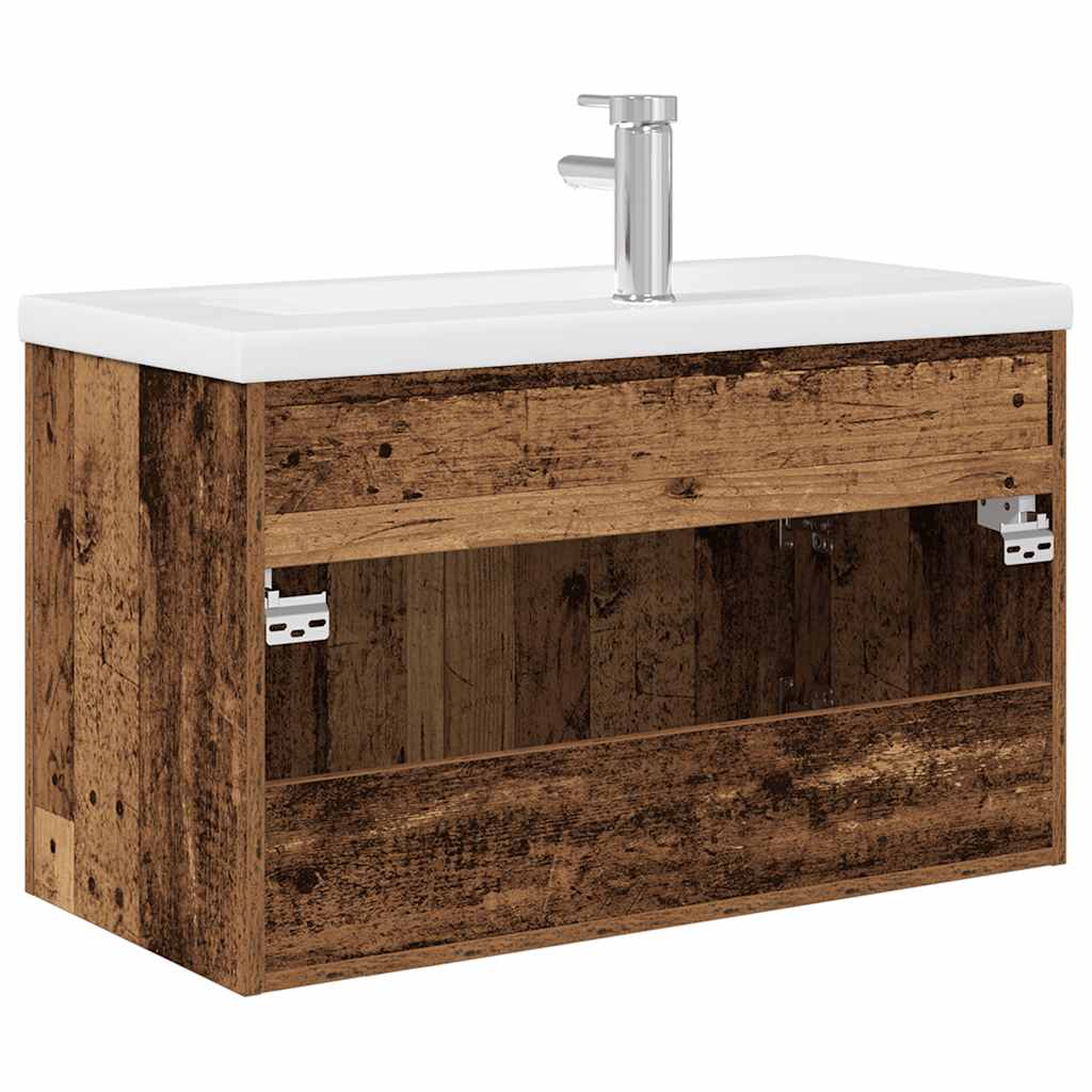 Mobile da Bagno con Lavabo Integrato e Rubinetto-Armadietto da bagno con Lavandino Legno Antico 926038
