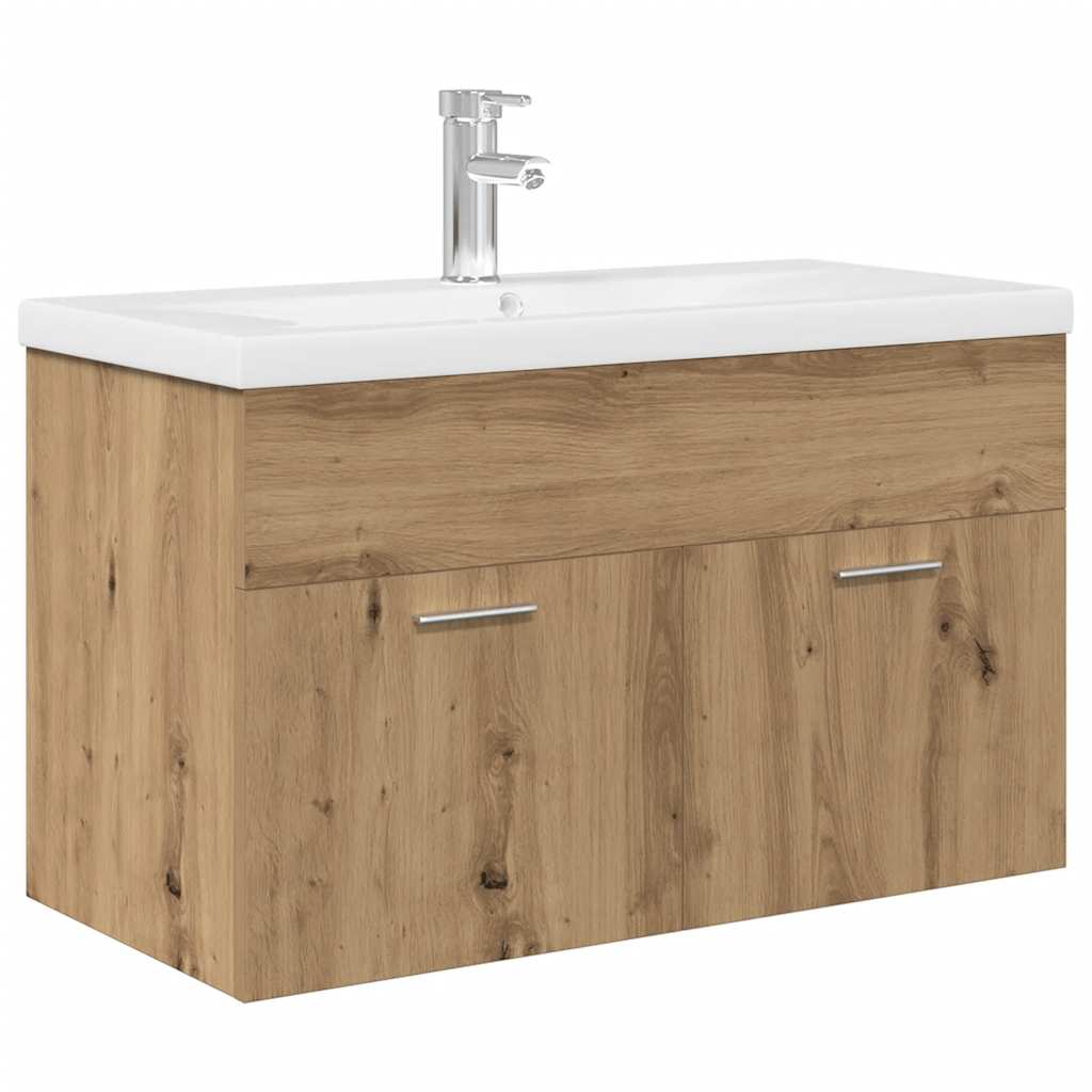 Mobile Bagno con Lavabo Integrato&Rubinetto Rovere Artigianale